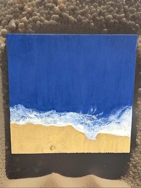 Hand Painted Acrylic Painting On Reclaimed Wood Ocean Breeze 12 X 12 Beach Decor